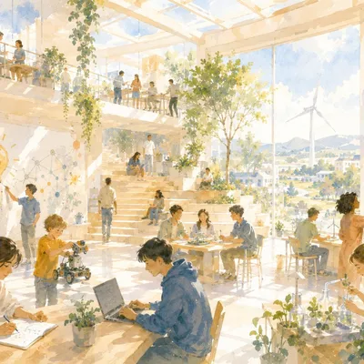 Watercolor illustration of shared technology infrastructure